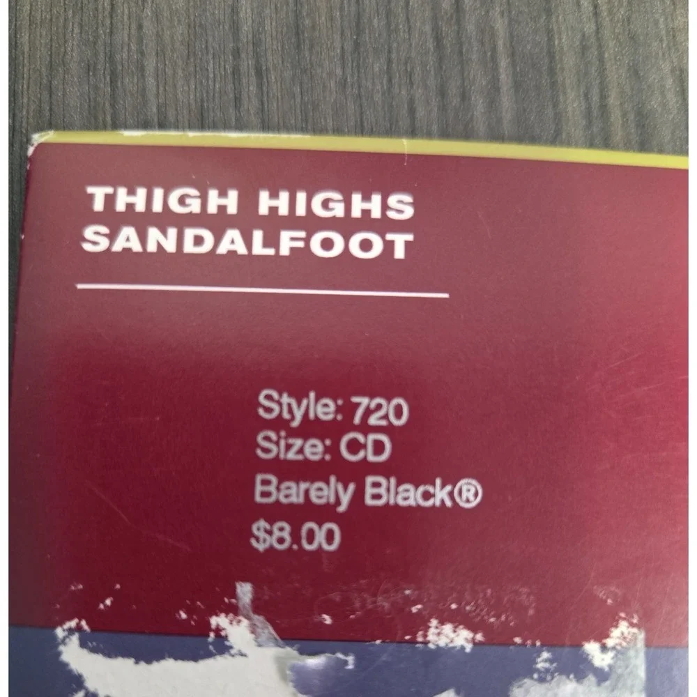 Hanes Silk Reflections‎ Silky Sheer Thigh Highs Barely Black Size CD Sandalfoot